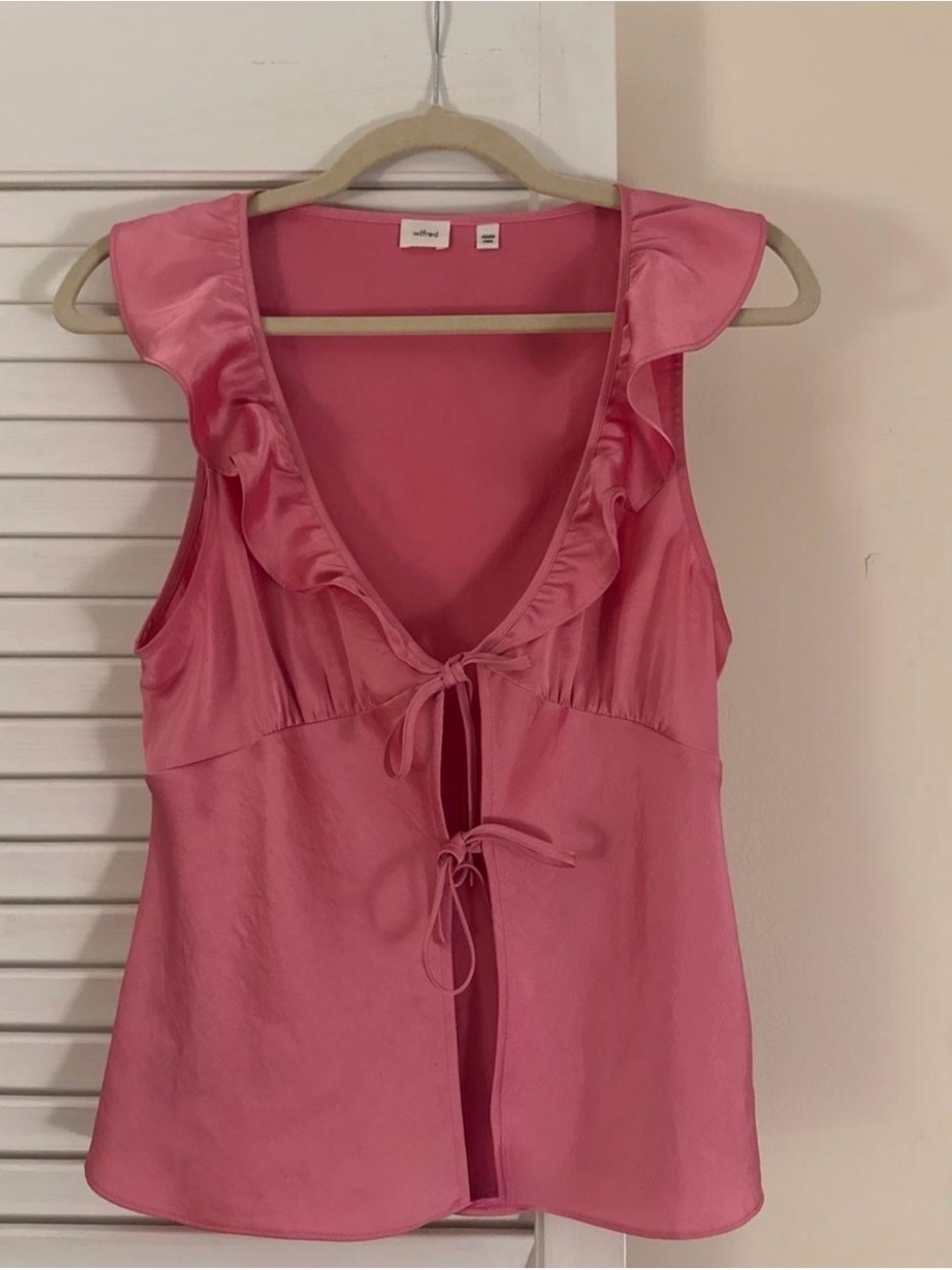 Aritzia Wilfred Tonka Satin Blouse pink
